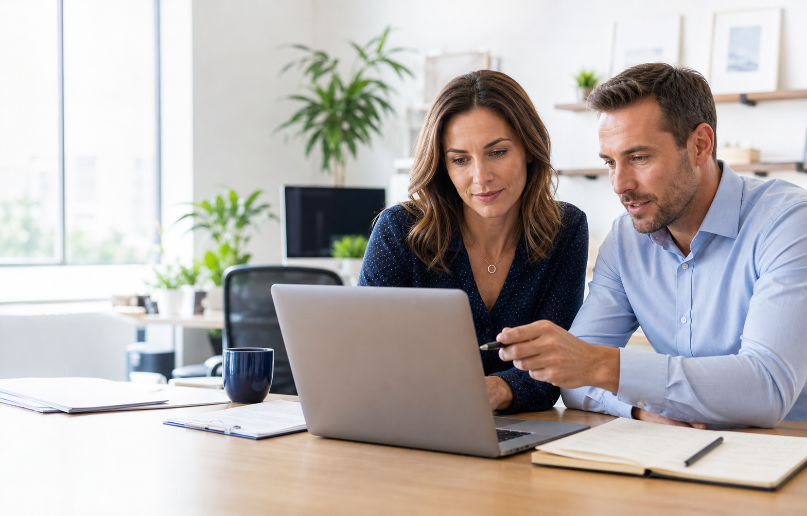 Insurance agents reviewing their CRM workspace